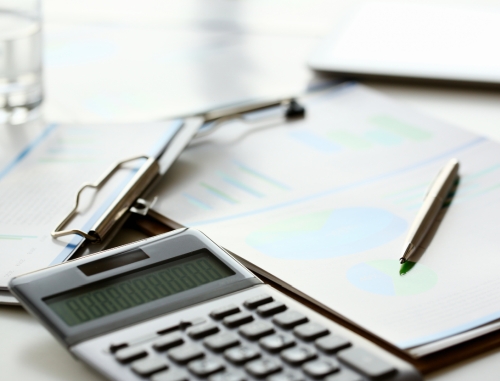 calculator and note paper